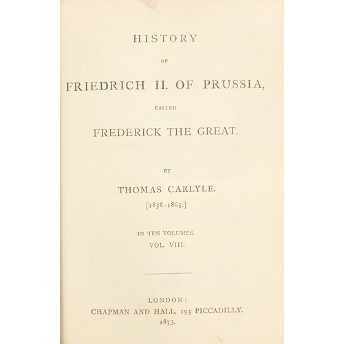 184 - The works of Thomas Carlyle - Group of eighteen 19th century leather bound hardback books, including... 