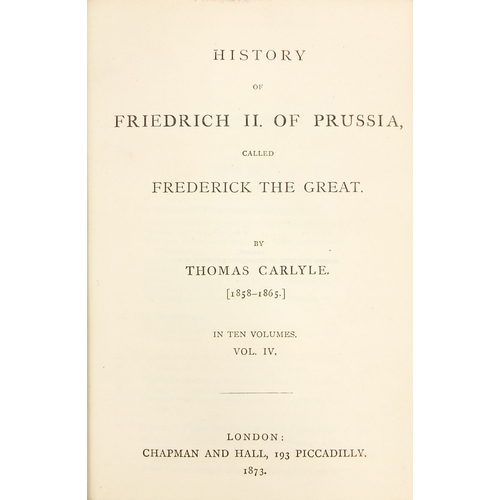 184 - The works of Thomas Carlyle - Group of eighteen 19th century leather bound hardback books, including... 