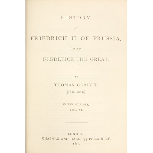 184 - The works of Thomas Carlyle - Group of eighteen 19th century leather bound hardback books, including... 