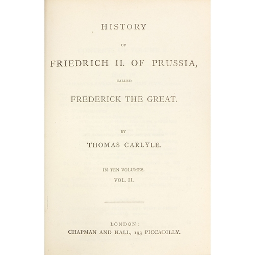 184 - The works of Thomas Carlyle - Group of eighteen 19th century leather bound hardback books, including... 