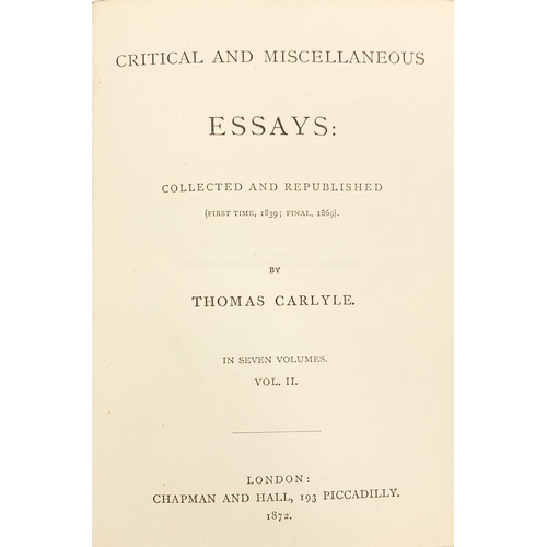 184 - The works of Thomas Carlyle - Group of eighteen 19th century leather bound hardback books, including... 