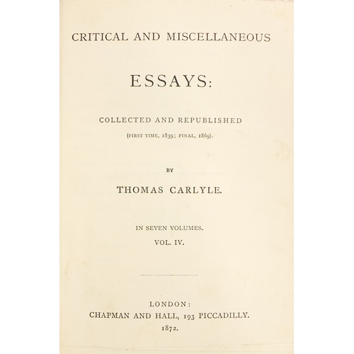 184 - The works of Thomas Carlyle - Group of eighteen 19th century leather bound hardback books, including... 