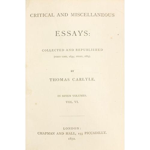 184 - The works of Thomas Carlyle - Group of eighteen 19th century leather bound hardback books, including... 