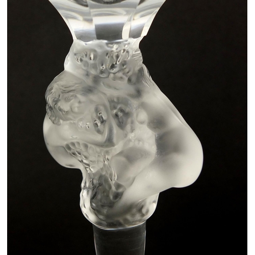 588 - Lalique Roxanne pattern goblet shaped vase, with frosted stem etched, 'Lalique France' to the base, ... 