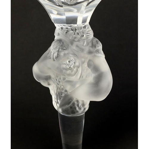 588 - Lalique Roxanne pattern goblet shaped vase, with frosted stem etched, 'Lalique France' to the base, ... 