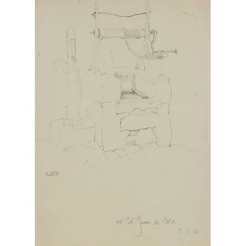 941 - William Russell Flint - Pencil sketch on paper At St Jean De Cole, dated 7.5.64, titled to the margi... 