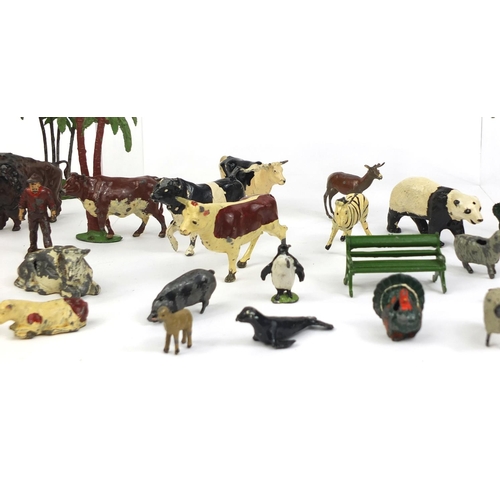 262 - Collection of mostly hand painted lead farm yard animals and accessories predominately Britain's and... 