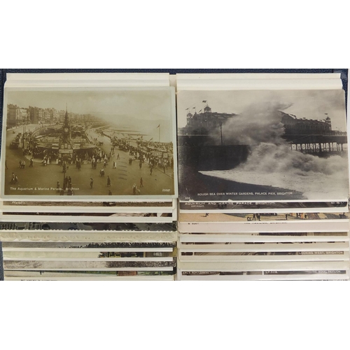 201 - Collection of Brighton related postcards including The Aquarium, The Pier and rough sea examples