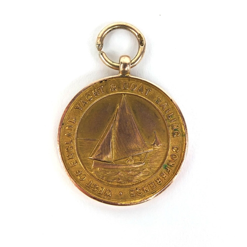 131 - 9ct gold West of England Yacht and Boat Sailing Conference jewel, awarded to J.D. Winter 1938, house... 