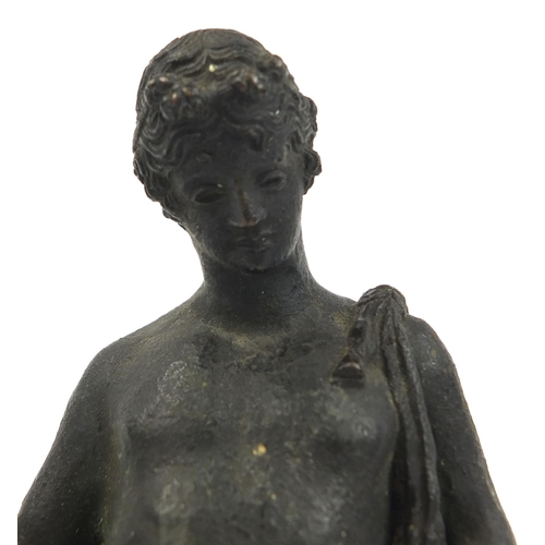 8 - Classical bronze study of Narcissus, raised on a shaped base, 24cm high