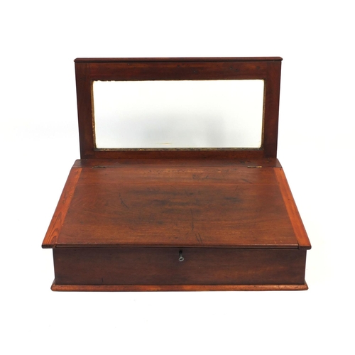 55 - Wooden clerks desk with glazed back, 60cm high x 76cm wide x 60cm deep