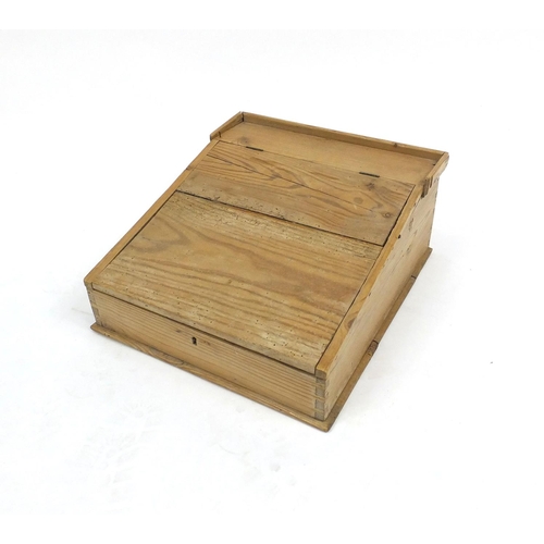 30 - Pine sloping lap desk, 19cm high x 38cm wide x 44cm deep