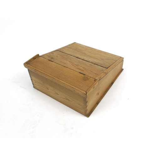 30 - Pine sloping lap desk, 19cm high x 38cm wide x 44cm deep