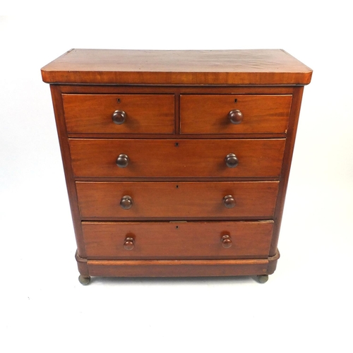 2 - Victorian mahogany five drawer chest fitted with two short above three graduated long drawers, 110cm... 