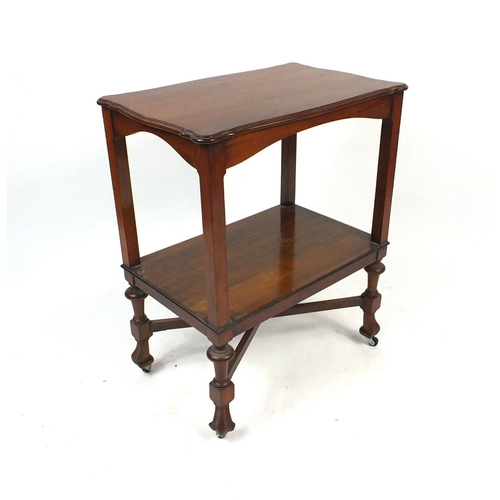 57 - Carved walnut occasional table with under tier, 75cm high x 60cm wide x 40cm deep