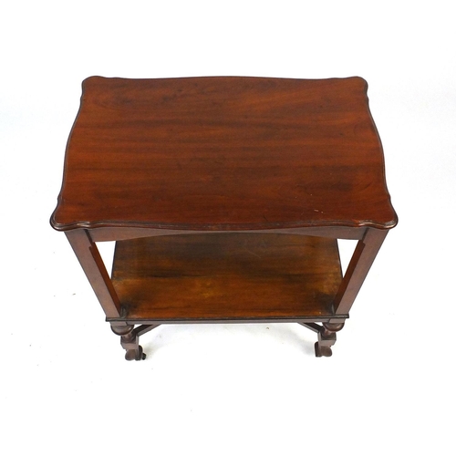 57 - Carved walnut occasional table with under tier, 75cm high x 60cm wide x 40cm deep