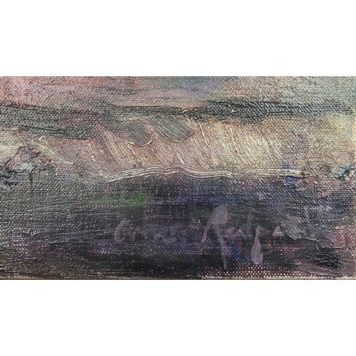 2266 - Oil onto canvas abstract composition, seascape bearing an indistinct signature Ralpach?, framed, 55c... 