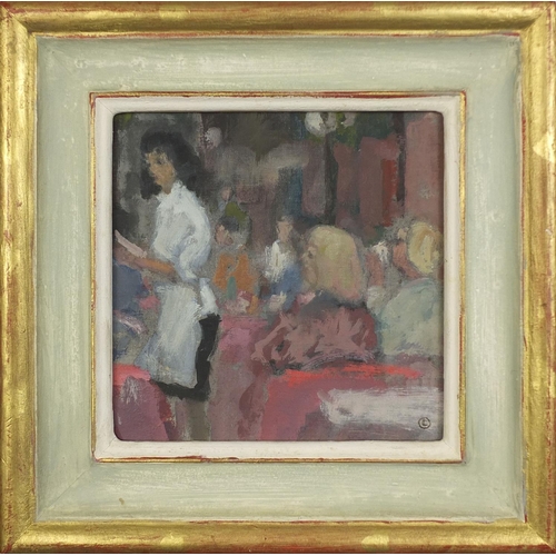 2193 - Colin Orchard - Oil onto board, Perugia Restaurant, titled and Walker Galleries labels verso, framed... 