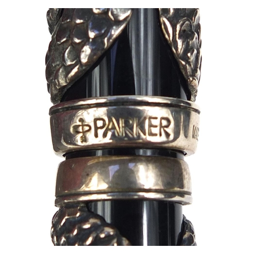 54 - Boxed 1997 Parker snake sterling silver fountain pen, limited edition 4799/5000, the fountain pen wi... 