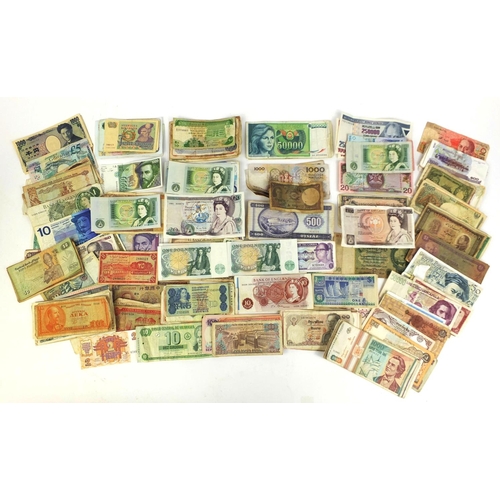 233 - Group of British and World bank notes including 1988 Twenty pound note, ten pound note and consecuti... 