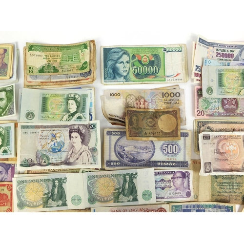 233 - Group of British and World bank notes including 1988 Twenty pound note, ten pound note and consecuti... 