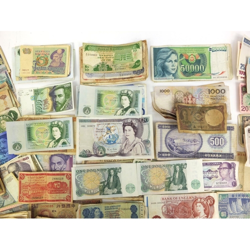 233 - Group of British and World bank notes including 1988 Twenty pound note, ten pound note and consecuti... 