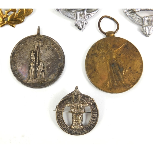 270 - British Military interest World War I Victory medals and badges, The Victory medals awarded to 24239... 