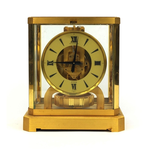 743 - Brass cased Jaeger Lecoultre Atmos clock, numbered 430314, 24cm high