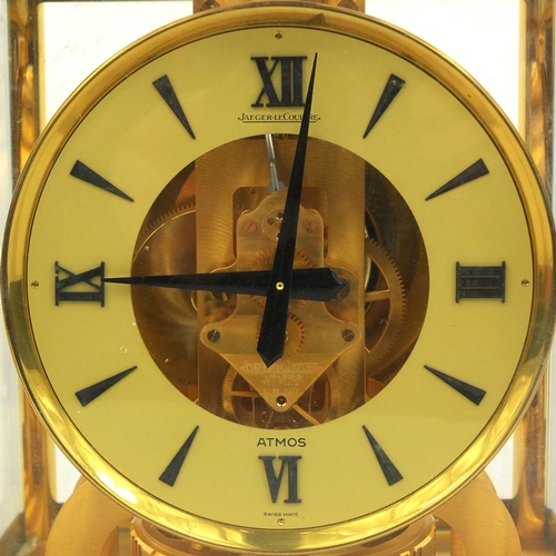 743 - Brass cased Jaeger Lecoultre Atmos clock, numbered 430314, 24cm high