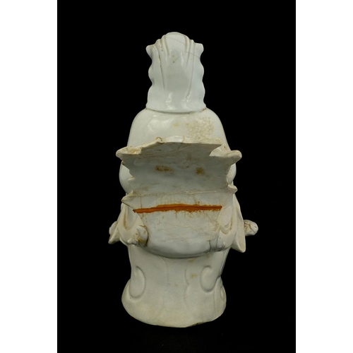 424 - Chinese Blanc de Chine porcelain figure of Guang Ying riding a phoenix, 25cm high