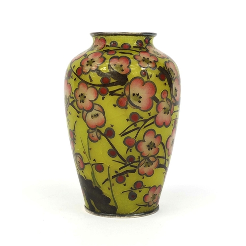 442 - Oriental glass cloisonné vase decorated with stylised flowers, 9.5cm high