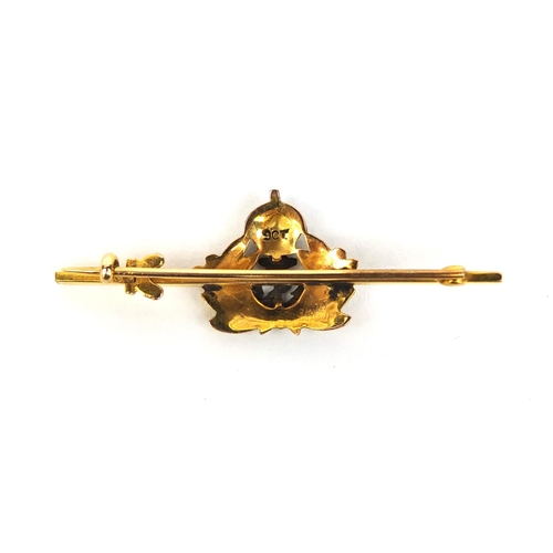 285 - Military interest 9ct gold and enamel Royal Navy brooch, approximately 5cm wide, approximate weight ... 