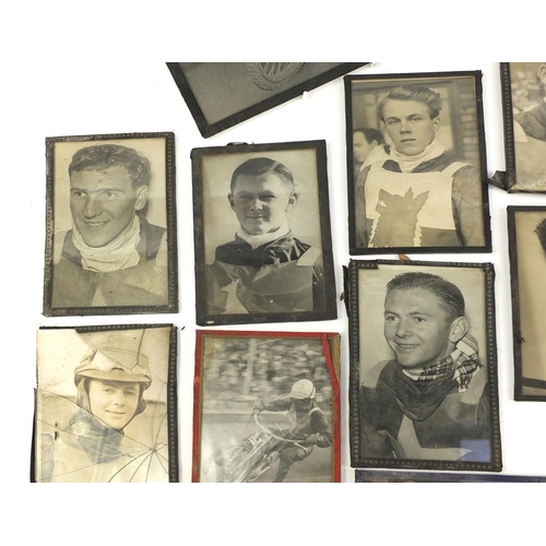132 - Group of Speedway black and white photographs of various riders, the largest 21cm x 16cm