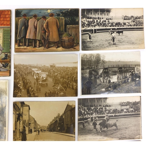 199 - Group of postcards including novelty German sand examples and a black and white photographic example... 