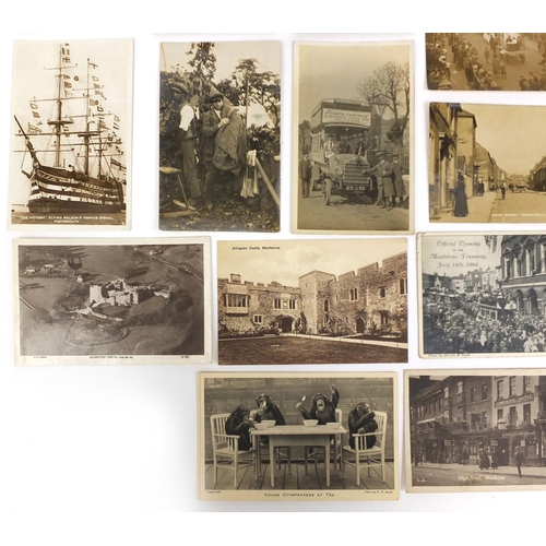 199 - Group of postcards including novelty German sand examples and a black and white photographic example... 