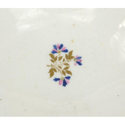 544 - 19th Century Derby porcelain comport sparsely hand painted with flowers, red crown mark and numbered... 