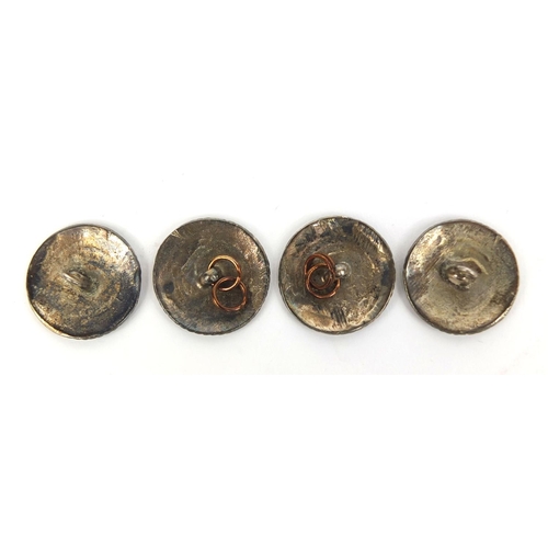 41 - Set of four silver buttons each decorated with a clipper, TW London 1900, each approximately 2.3cm d... 