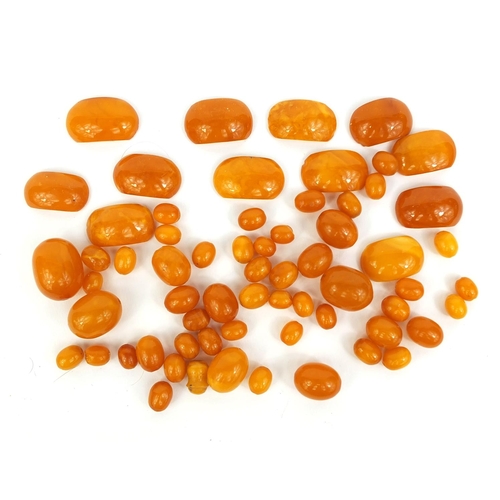 849 - Selection of butterscotch amber coloured beads, approximate weight 52.5g