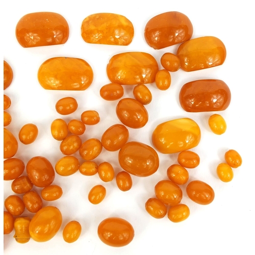 849 - Selection of butterscotch amber coloured beads, approximate weight 52.5g