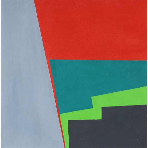 953 - Acrylic onto canvas, abstract composition, geometric shapes, inscribed verso 'Harwood April 2006', f... 