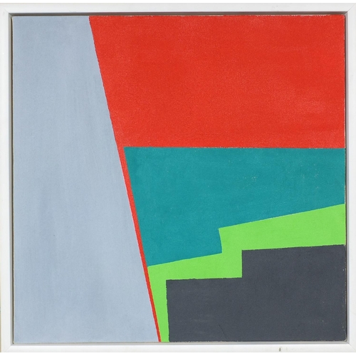 953 - Acrylic onto canvas, abstract composition, geometric shapes, inscribed verso 'Harwood April 2006', f... 