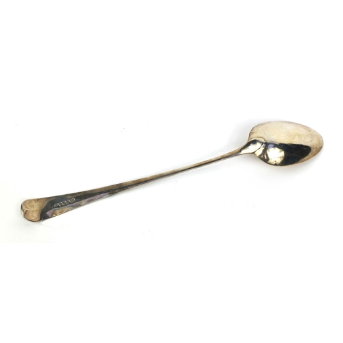 723 - Georgian silver basting spoon, G.B London 1799, 32.5cm long, approximate weight 100.5g