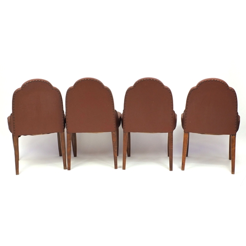 2017 - Set of four Art Deco cloud back dining chairs, with leatherette upholstery and octagonal faceted fro... 