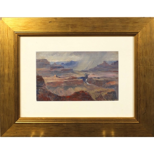 904 - Joseph Eysseric - Oil onto canvas, The Grand Cayon, inscribed verso, mounted and gilt framed, 20cm x... 