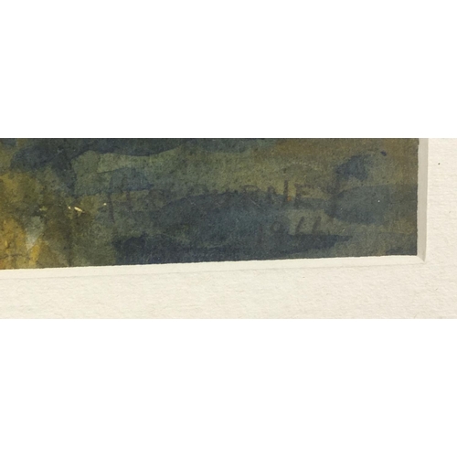 1006 - Betty Gurney 1966 - Watercolour, mountain river landscape with a bridge, inscribed label verso, moun... 