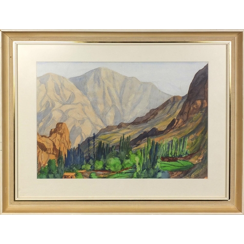 1004 - Betty Gurney 1968 - Watercolour, mountain landscape, accompanied paperwork verso, mounted and framed... 