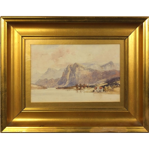 991 - Pencil and watercolour, Lake Lucerne Switzerland, titled verso, mounted and gilt framed, 33cm x 22cm... 