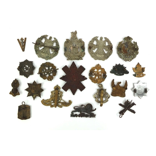 281 - British Military interest Cap badges including The Kings Own, The Royal Sussex Regiment and The Roya... 