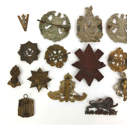 281 - British Military interest Cap badges including The Kings Own, The Royal Sussex Regiment and The Roya... 