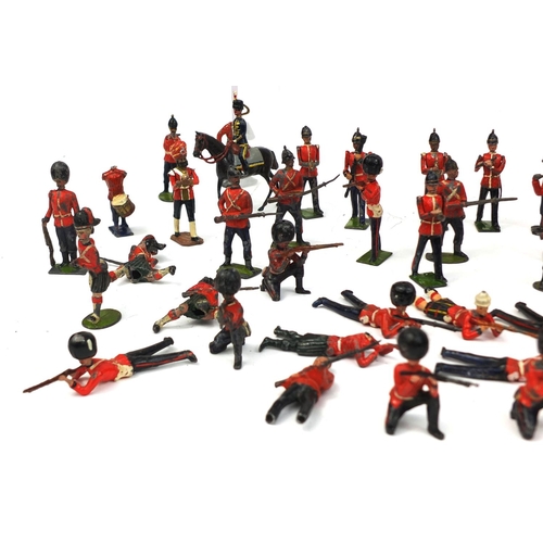 258 - Large collection of mostly Britain's hand painted lead soldiers, including some French examples and ... 